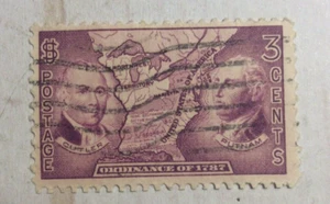 Estampilla de Estados Unidos ordenanza de 3 centavos de 1787 - Imagen 1 de 2