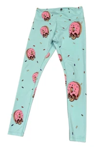Feed Me Fight Me Leggings hohe Taille rosa Donut Totenköpfe volle Länge Small - Bild 1 von 5