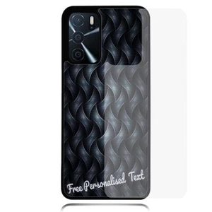 Personalised Text For OPPO Glass Phone Case Series - Black Weave Print Pattern - Picture 1 of 1