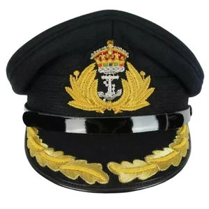 WW2 British Royal Navy Visor Cap (With Oakleaves) - Repro Peak Hat Blue Naval - Picture 1 of 4