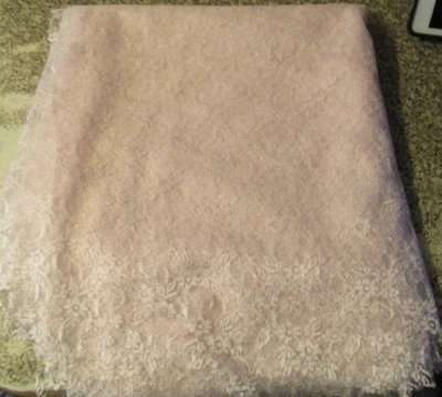 5 yards  x  60" Fabric Golden D'or Fabrics Pale Pink Shear Lacey Goldenberg Lace - Image 1 of 4