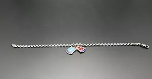 PULSERA ITALIANA VINTAGE DE PLATA ESTERLINA CON DOS DIJES RAMSEY ESCUDO DE VIAJE K616 - Imagen 1 de 7