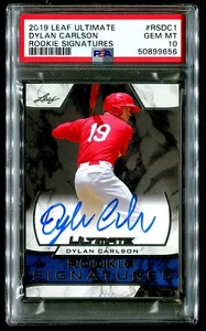 2019 DYLAN CARLSON PSA 10 ROOKIE SIGNATURES GEM MINT #RSDC1 LEAF ULTIMATE RC - Picture 1 of 2