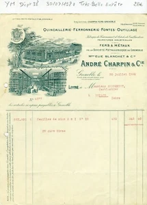 Dépt 38 - Grenoble Place Jean Achard - Très Belle Entête Quincaillerie de 1920 - Picture 1 of 1