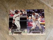 1994 Donruss Oversized 90s Dominators Cards(x2) Bonds/Puckett in Original Holder