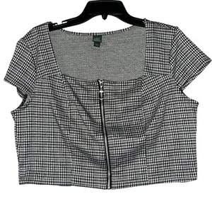 Crop top Wild Fable con pied de poule taglia XXL chiusura frontale con zip - Foto 1 di 4