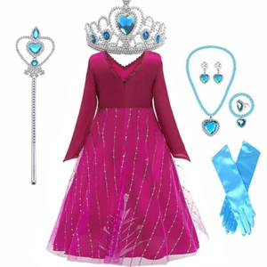 Modle Cosplay Rapuzel Snow Queen Party Girls Frozen 2 Elsa Anna Dress for Girl - Picture 1 of 10
