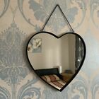 Black Metal Frame Heart Mirror Industrial Style Hanging Heart Wall Mirror 41x43