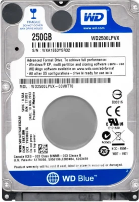 Hard Drive WD Blue Scorpio WD2500LPVX 250GB 5400U/Min SATA III 8MB 2.5'' Inch - Image 1 of 4