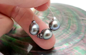 A+ 3 SUPER COLORFUL RARE RIKITEA MANGAREVA GAMBIER ISLES SILVER COLORFUL PEARLS - Picture 1 of 8