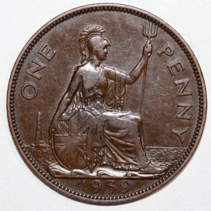 Great Britain 1939 Penny Britania seated, King George VI- Foreign Coin 30mm - Picture 1 of 2