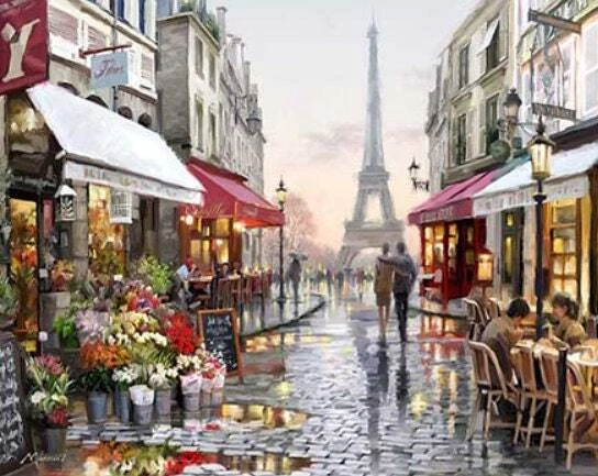 Syntego DIY Paint by Numbers for Adults, Town of Paris Canvas Acrylic Painting - Image 1 of 3
