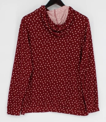 Sudadera con capucha ligera a lunares borgoña talla 1X Plus LEXINGTON AVENUE Top para mujer Foto 1 de 4