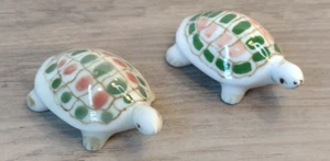 Vintage Lot 2 Mini Schildkröte Figuren 2" Miniatur Figur Tonala Talavera Stil - Bild 1 von 15