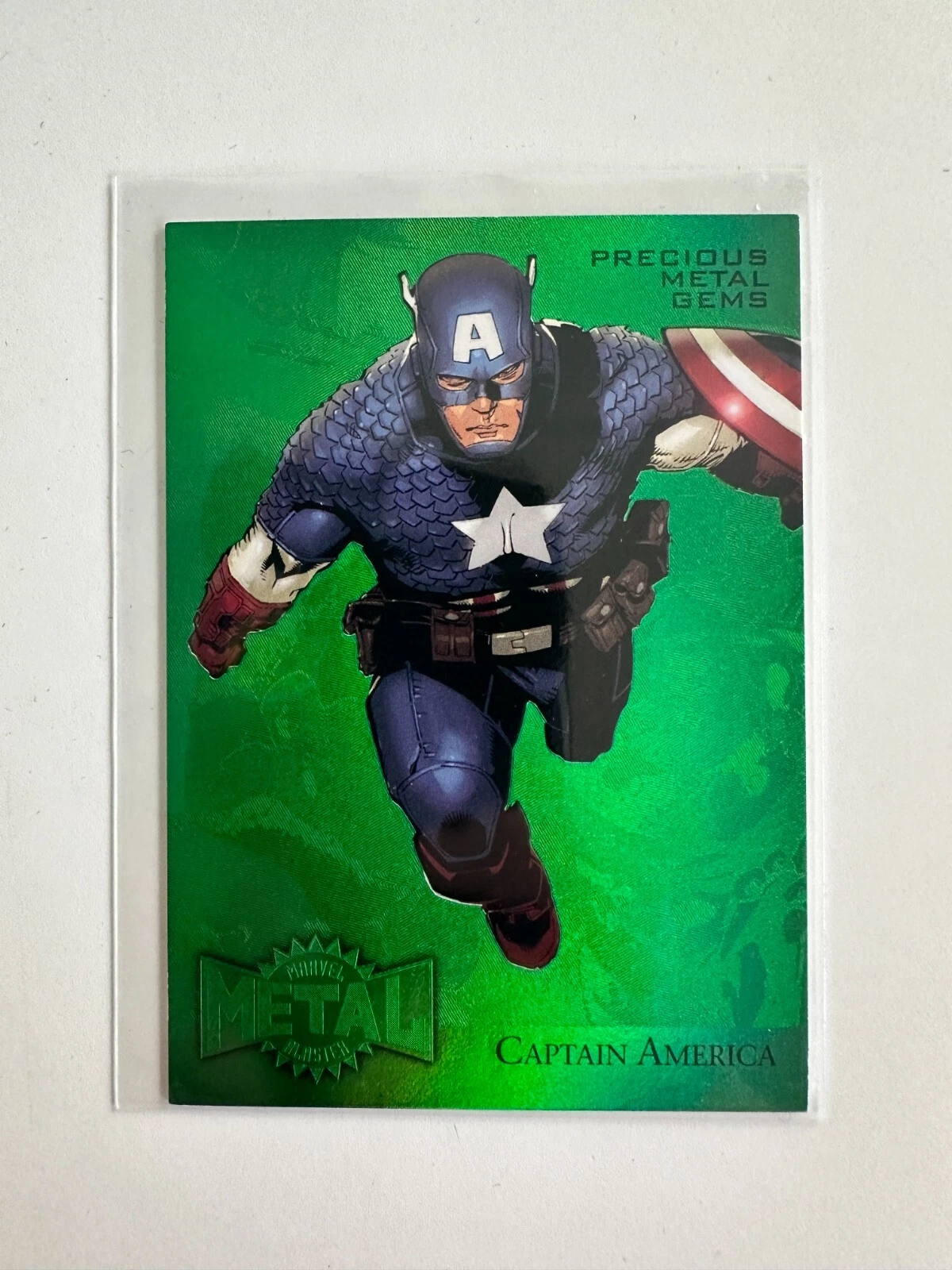 2015 UD Marvel Fleer Retro Metal Green PMG Emerald 10/10 Captain America Last