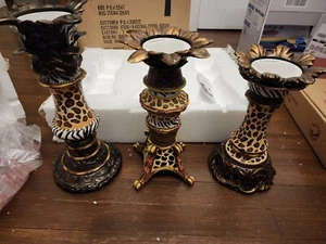 River of Goods 3 Animal Print Candle Holders - Picture 1 of 3