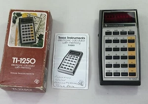 Texas Instruments TI-1250 Calculator Red LED Box & Manual Tested Works - Picture 1 of 6