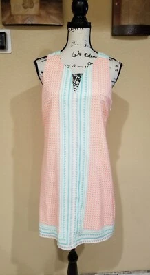 Vestido recto JB by Julie marrón sin mangas patrón geométrico talla 4 Foto 1 de 4