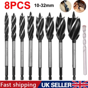 8Pcs High-Carbon Steel Fast Cut Wood Auger Wood Drill Bits Tools Set 10-32MM UK - Picture 1 of 16