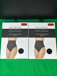 2 PK Sofia Intimates Women's High Waist Power Mesh Shaping Brief Size XXL Black - Picture 1 of 6
