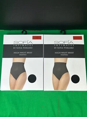 2 PK Sofia Intimates Women's High Waist Power Mesh Shaping Brief Size S Black - Image 1 of 4