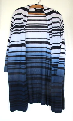 MAGGIE T Womens Striped Cardigan Size XL-2XL Open Front Fine Knit Relaxed Fit - image 1 of 4