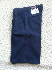 Chaps Boys Schoolwear Shorts 12 Regular Navy Blue,Pleated Front Adjustable Waist - Picture 1 of 4