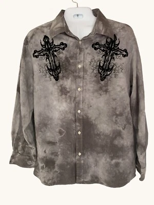 Eighty Eight Men’s Embroidery Shirt 100% Cotton Size XXL Trendy Spotted Pattern - Image 1 of 4