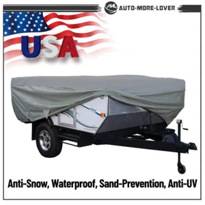 Waterproof Pop Up Folding Camper RV Cover 4 Layers Fit 8-18 FT Long Trailers - Picture 1 of 17