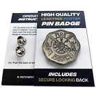 Fire Department 3d Polished Pewter Pin Badge With Secure Locking Backs