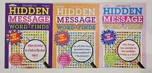 3 New Hidden Message Word-Finds Puzzle Book Vol#151-158 Search,Hunt,Activity - Picture 1 of 6