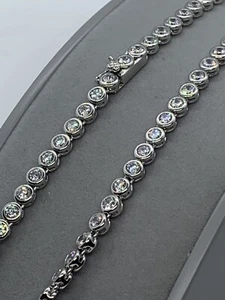 Collana tennis argento sterling 4 mm pietre trasparenti 17" / 43 cm (1099cz) - Foto 1 di 4
