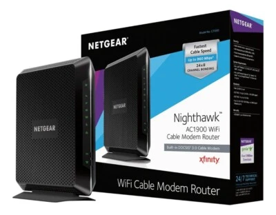 NETGEAR - Nighthawk AC1900 Router with DOCSIS 3.0 Cable Modem - Black - Image 1 of 4