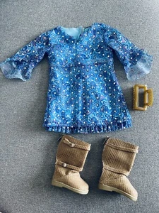 American Girl Paisley dress outfit boots hair clip for 18” doll - Picture 1 of 3