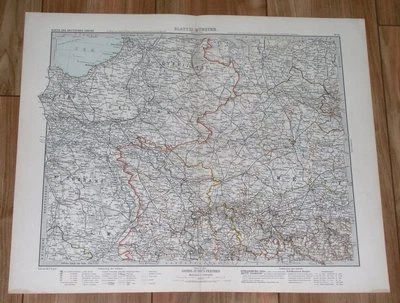 1908 ORIGINAL ANTIQUE MAP OF NETHERLANDS ARNHEM GERMANY MUENSTER RUHRGEBIET  - Image 1 of 3
