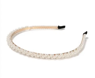 Diadema de perlas para mujer adornada con cuentas elegante diadema delgada accesorio para el cabello Foto 1 de 3