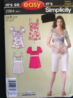 Pattern Simplicity 2964, misses’ tops, boho, babydoll Sz 10-22 - Image 1 of 2