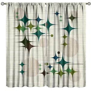 Mid Century Starbursts Window Curtain, Atomic Inspired Print Blackout Curtain... - Picture 1 of 8