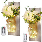 Wall Decor Mason Jar Sconces - Home Decor Wall Art Hanging Design with Remote Co