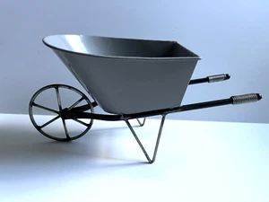 Gray Grey Pushing Wheelbarrow/Cart Floral, Craft Kitchen Decoration NWOT 7in - Picture 1 of 11