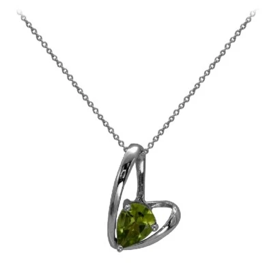 Damen Kette mit Tropfenform Peridot Anhänger aus 585/-14 kt Weißgold - Bild 1 von 2