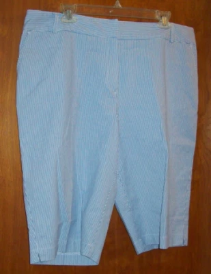 Briggs New York  Woman Blue & White Striped Bermuda Shorts - Size 18 - Image 1 of 4