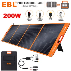 EBL 200W Portable Solar Panel Waterproof w/ Kickstand Foldable For Power Station - Picture 1 of 9