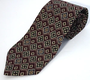 Vintage Chaps Ralph Lauren Mens Tie Dark Red Geometric Pattern All Silk USA Made - Bild 1 von 12