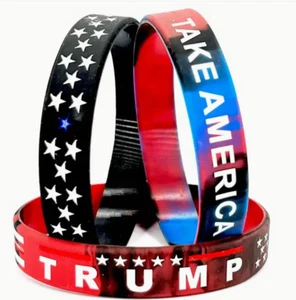 JUEGO DE 3 pulseras de silicona de EE. UU. TRUMP 2024 | Pulsera Take America Back 💪🟥🟦 - Imagen 1 de 7