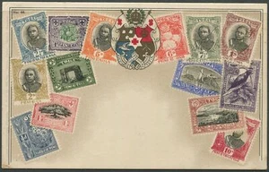 Tonga Postcard no. 68 showing stamp issues of 1897 MNH - Bild 1 von 1