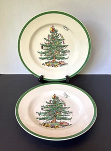 2 Spode Christmas Tree Dinner Plates 10 1/2" England Holiday Decor S3324 READ - Picture 1 of 10