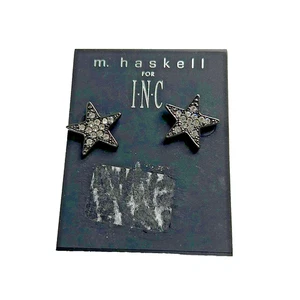 INC International Concepts Black Rhinestone Star Earrings, NWT! - Picture 1 of 3