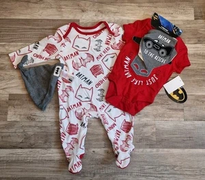 NEU 🦇 Rot-weißes Baby-Set Strampler, 🦇 Batman ÖKO-TEX Gr. 68 3Monate-6Monate - Bild 1 von 5