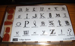 STAMPIN-UP COLLAGE ALPHABET  LG  WOOD STAMPS NEW SET OF 28 2004 - Picture 1 of 1